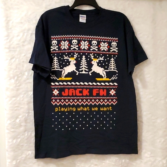 JACK FM Los Angeles radio station Christmas themed tee shirt Lg. Rock Concert - Picture 1 of 5